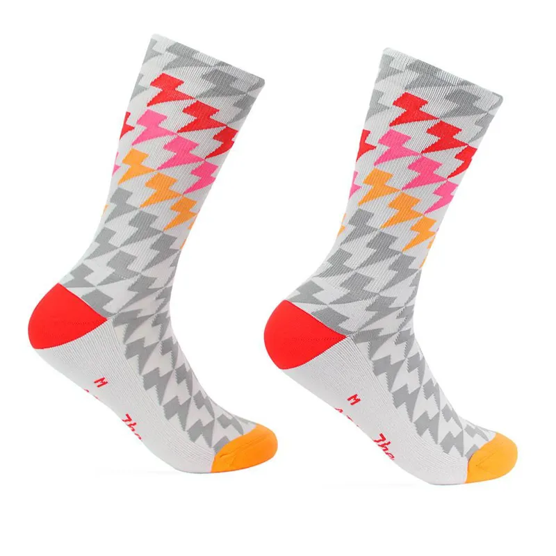The Athletic : Lightning Bolt Gradient Socks : Grey / Red / Pink