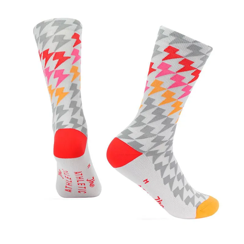 The Athletic : Lightning Bolt Gradient Socks : Grey / Red / Pink-2