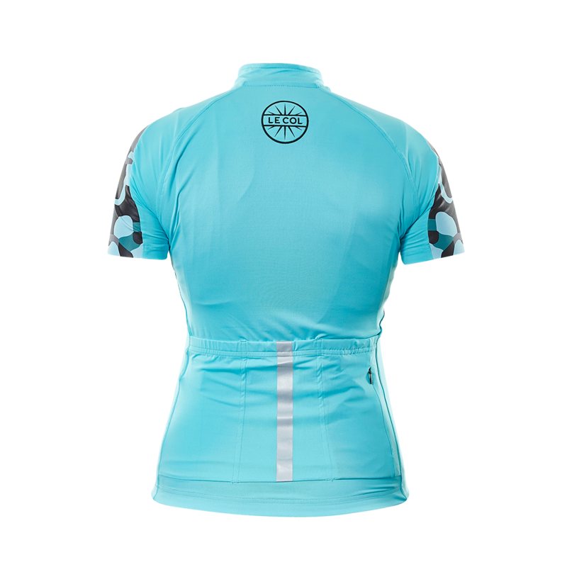 Le Col HC Womens Short Sleeve Jersey : Turquoise / Camo-2