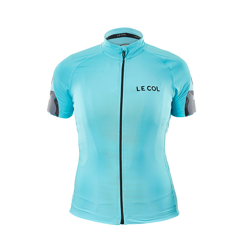 Le Col HC Womens Short Sleeve Jersey : Turquoise / Camo-1