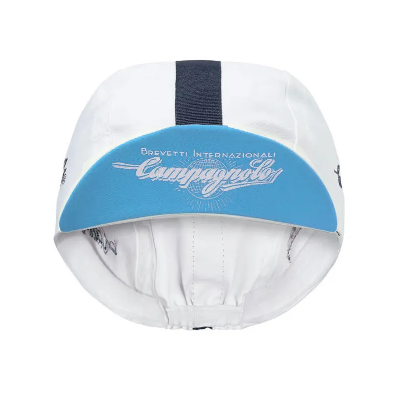 Campagnolo Deluxe Cotton Cycling Cap in White and Blue-1