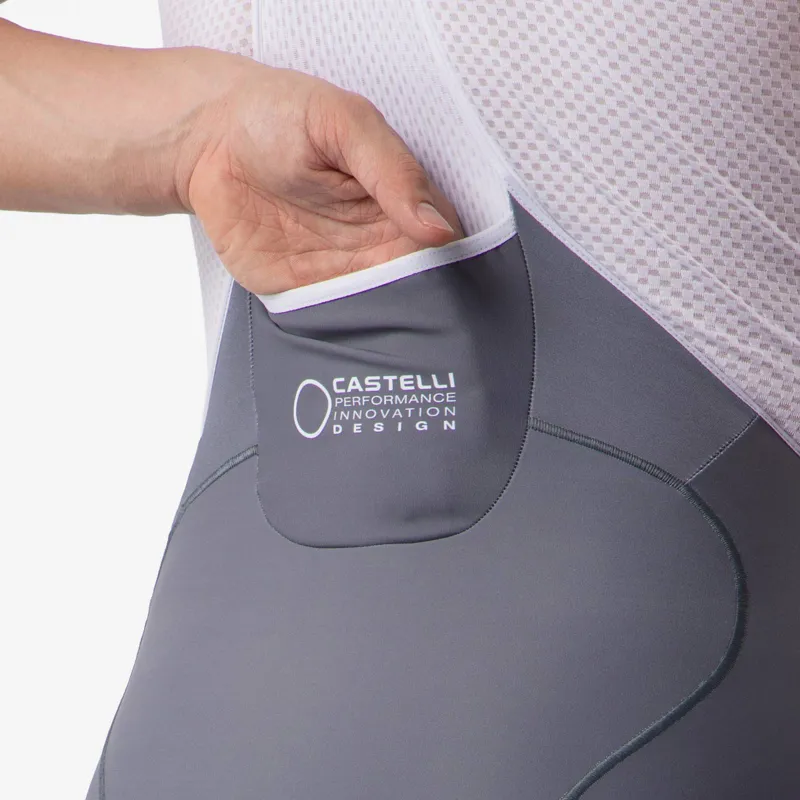 Castelli Free Aero Race S Kit Bib Shorts in Smoky Grey / White-3