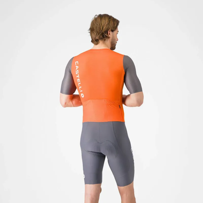 Castelli Saturday Morning Skin Suit in Vivid Orange / Smoky Grey-4