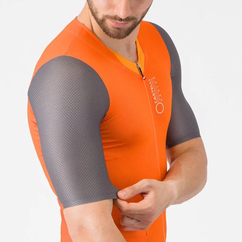 Castelli Saturday Morning Skin Suit in Vivid Orange / Smoky Grey-1