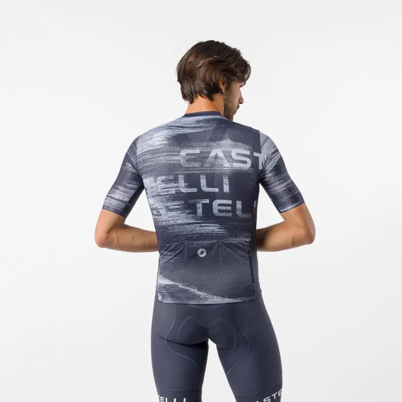 Castelli Stratus Logo Jersey in Twilight Blue / Winter Sky-4