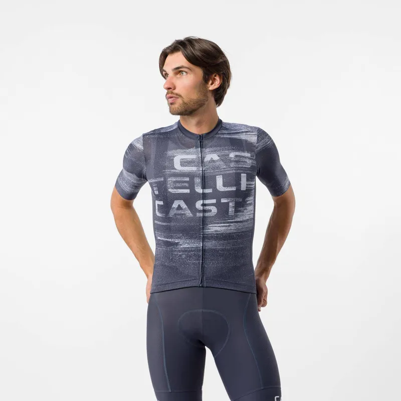 Castelli Stratus Logo Jersey in Twilight Blue / Winter Sky-2