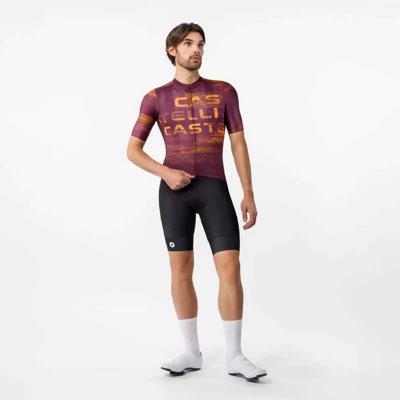 Castelli Stratus Logo Jersey in Bordeaux / Winter Sky-4