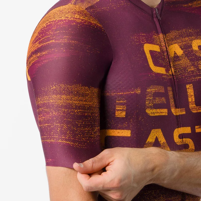 Castelli Stratus Logo Jersey in Bordeaux / Winter Sky-3