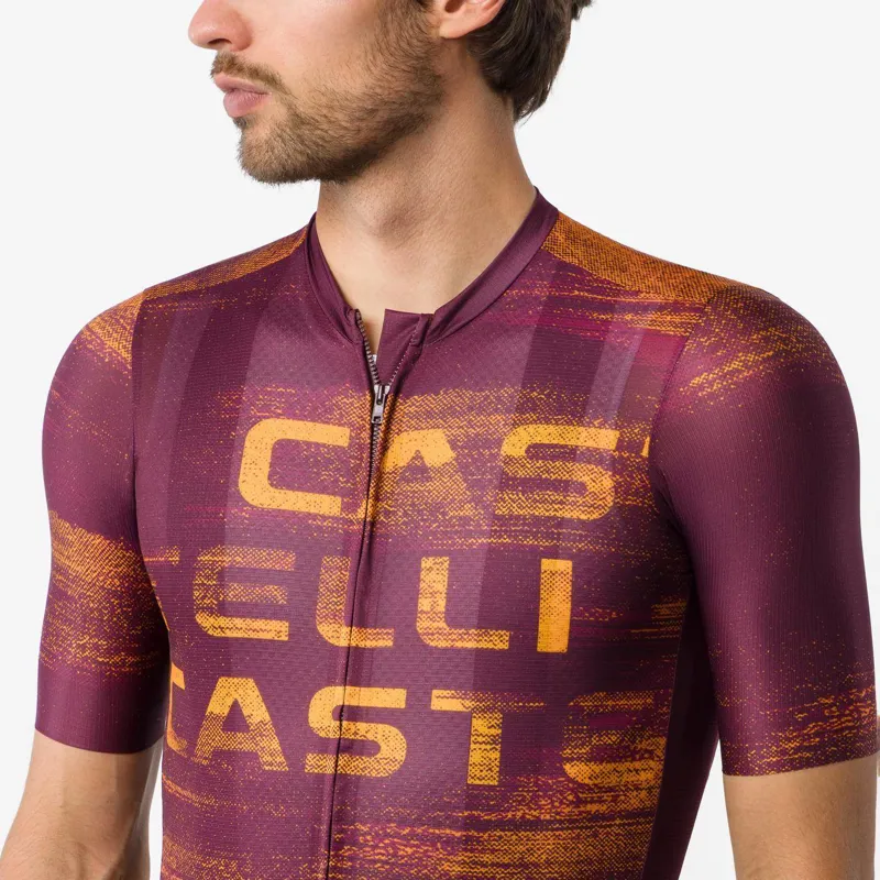 Castelli Stratus Logo Jersey in Bordeaux / Winter Sky-1