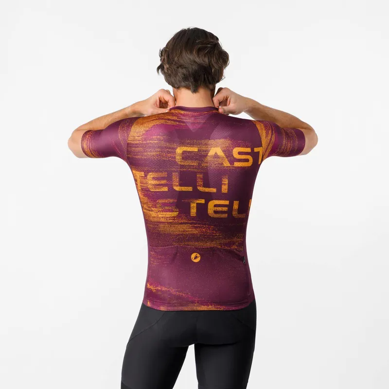 Castelli Stratus Logo Jersey in Bordeaux / Winter Sky-2