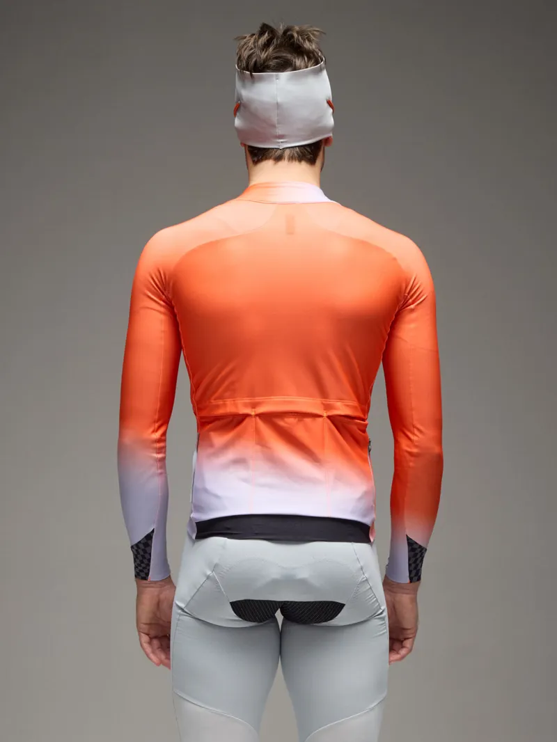 Q36.5 Gregarius Hybrid Collar Fade Long Sleeve Jersey : Poppy Orange-3