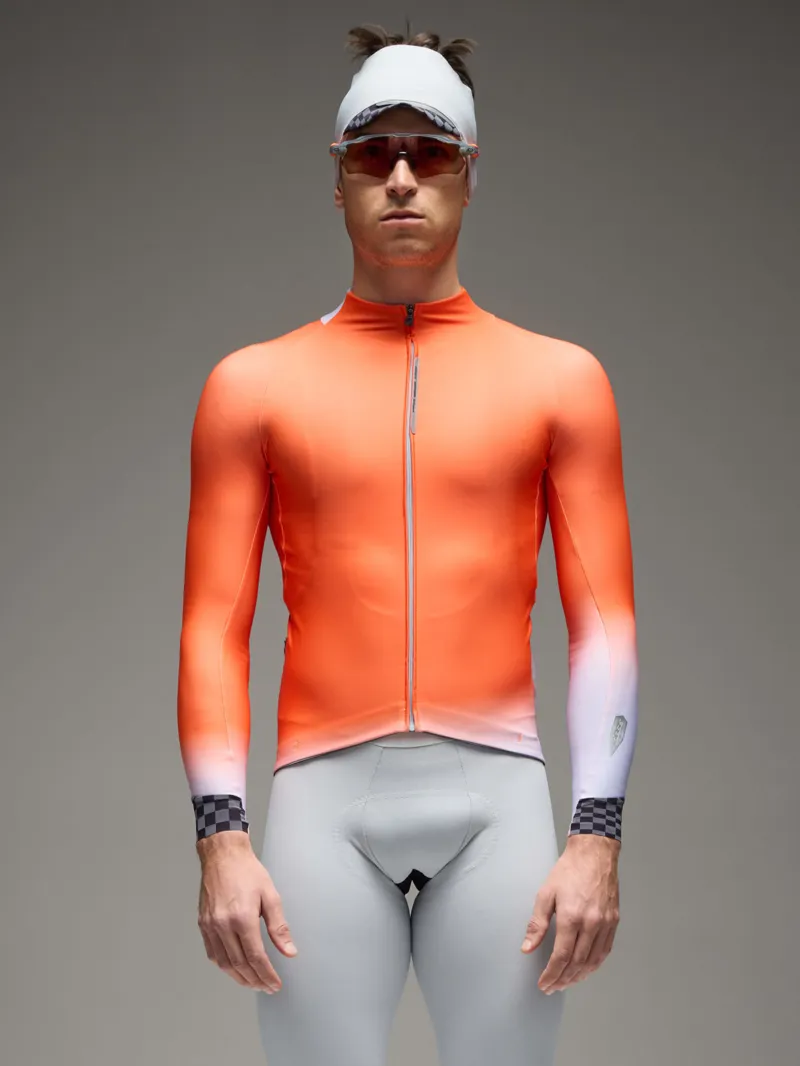 Q36.5 Gregarius Hybrid Collar Fade Long Sleeve Jersey : Poppy Orange-2