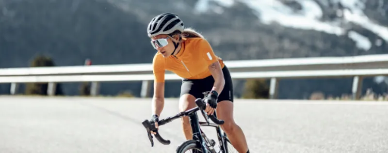Q36.5 Womens Pinstripe PRO Short Sleeve Cycling Jersey : ORANGE-6