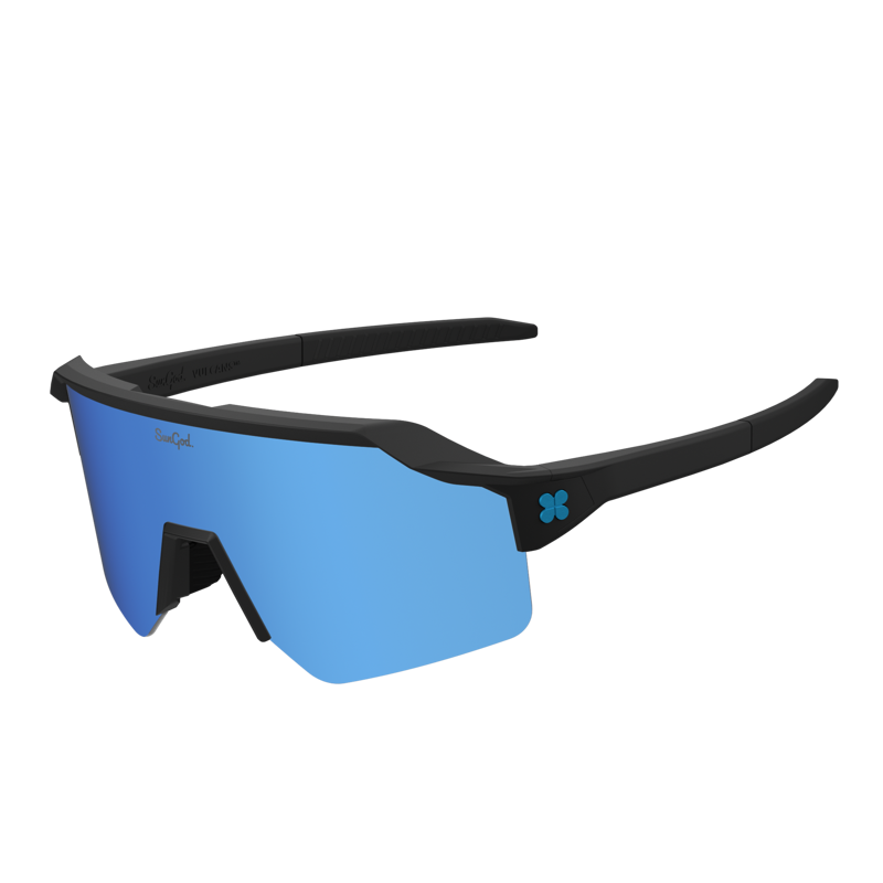 SunGod Vulcans Sunglasses : Matte Black with 8KO Silver Blue Lens-1