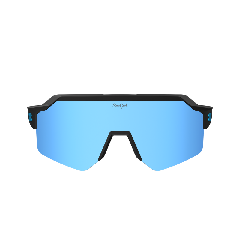 SunGod Vulcans Sunglasses : Matte Black with 8KO Silver Blue Lens-2