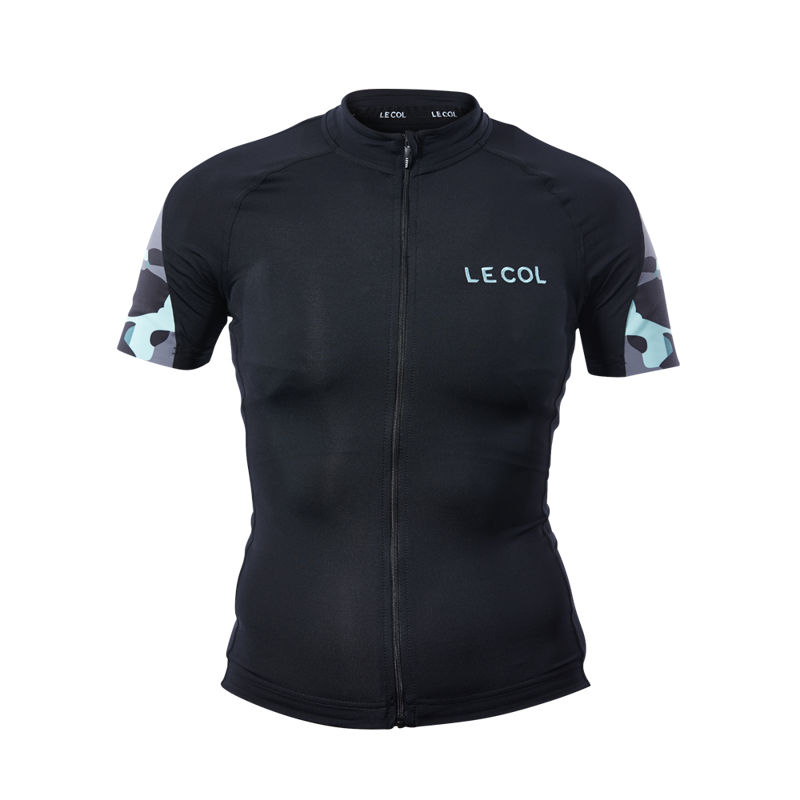 Le Col HC Womens Short Sleeve Jersey : Black / Green Camo-1