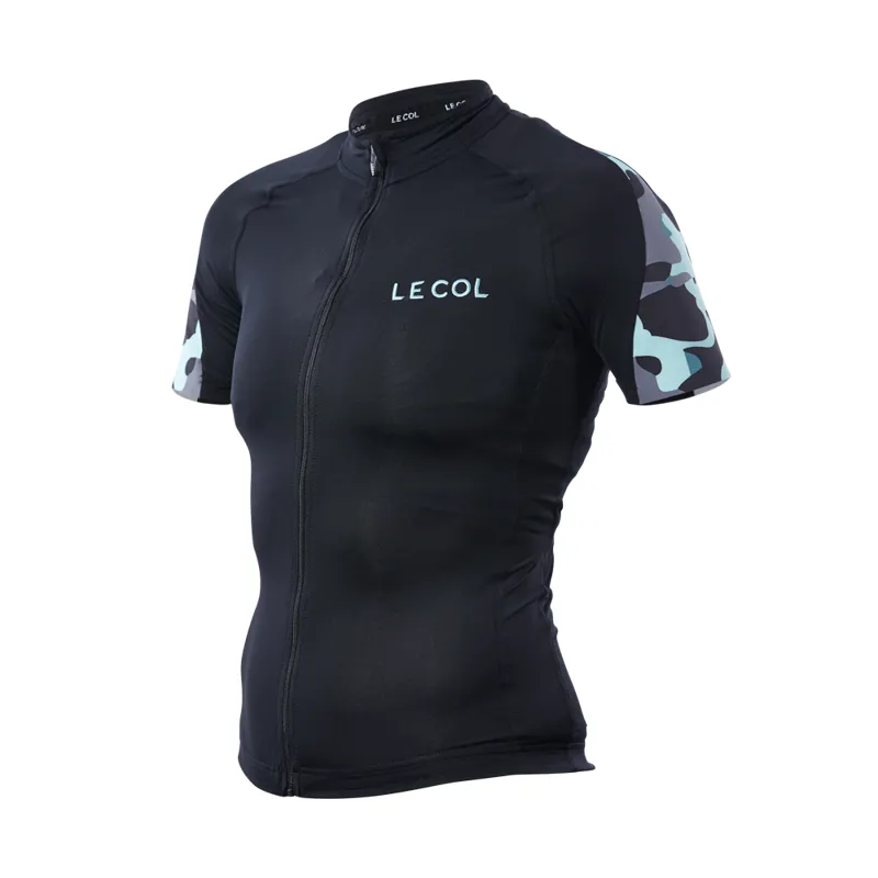 Le Col HC Womens Short Sleeve Jersey : Black / Green Camo