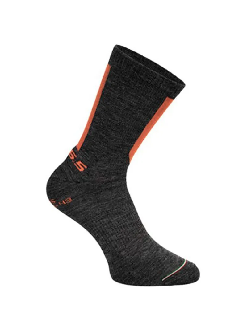 Q36.5 Plus Socks : Merino Wool / Silk : Grey / Orange