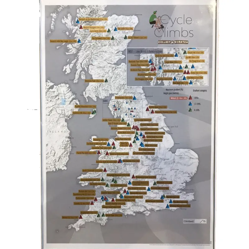 Cordee Cycle Climbs : Collect and Scratch Map
