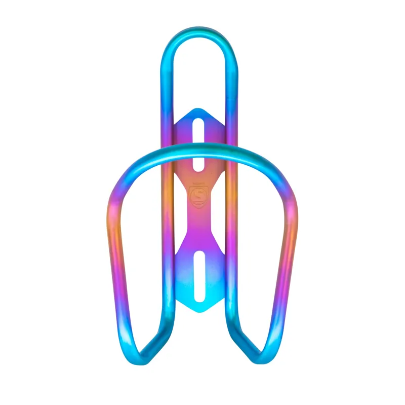 Silca Sicuro Anodised Titanium Bottle Cages : Unicorn Pink / Blue