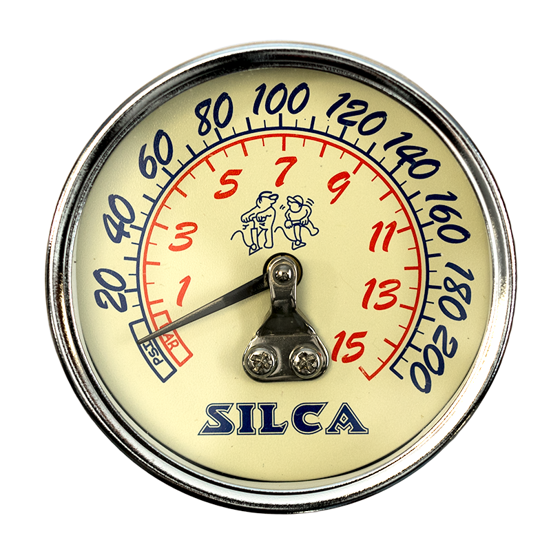 Silca 210psi Gauge for Pista / Super Pista Pumps 1960s - 2013 : White-1