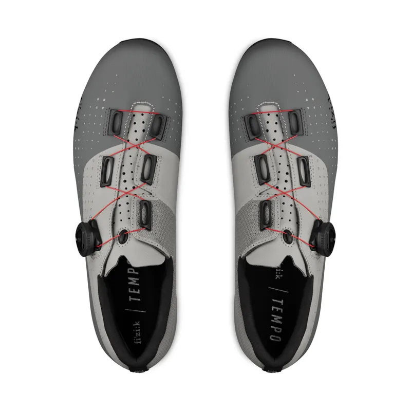 Fizik R4 Tempo Overcurve Road Cycling Shoes : WIDE FIT : Grey / Red-1