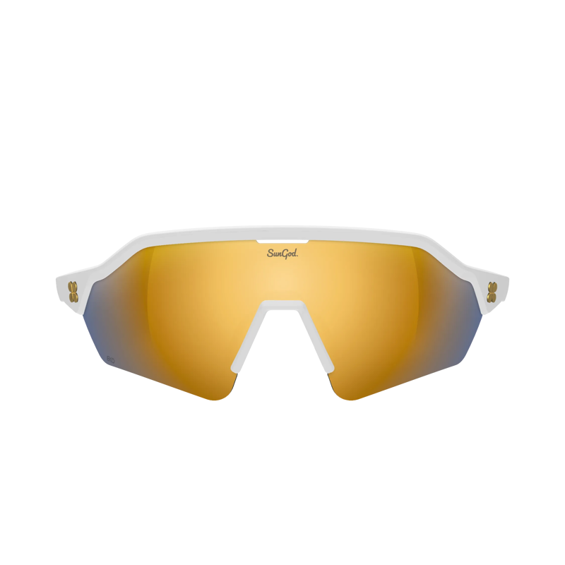 SunGod VELANS 2 Sunglasses : Matte White frame with 8KO Gold Lens-2