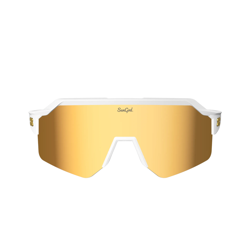 SunGod VULCANS Sunglasses : Matte White with 8KO Gold Lens-2