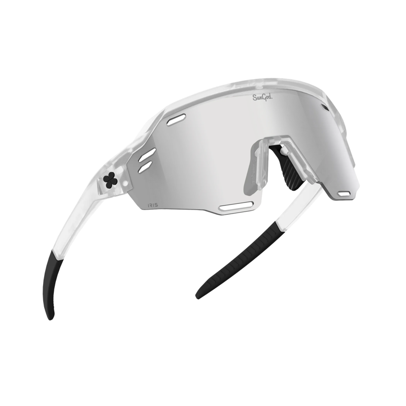 SunGog VULCANS VENT : Frosted Clear frame with 8KO Iris Smoke lens.