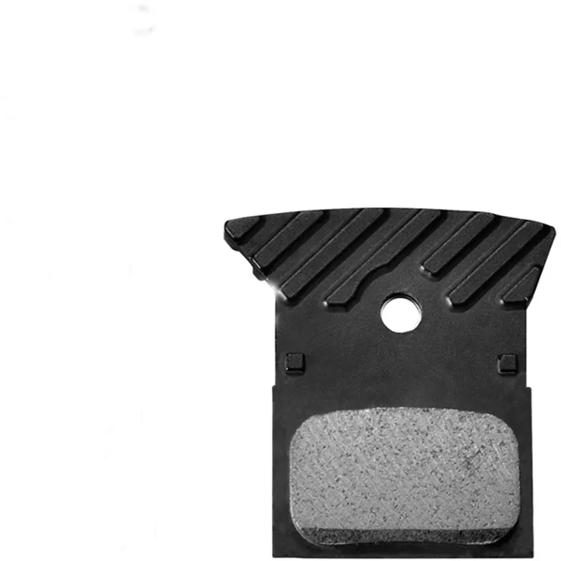 Shimano L03A disc brake pads. Alloy back with cooling fins. RESIN Pads